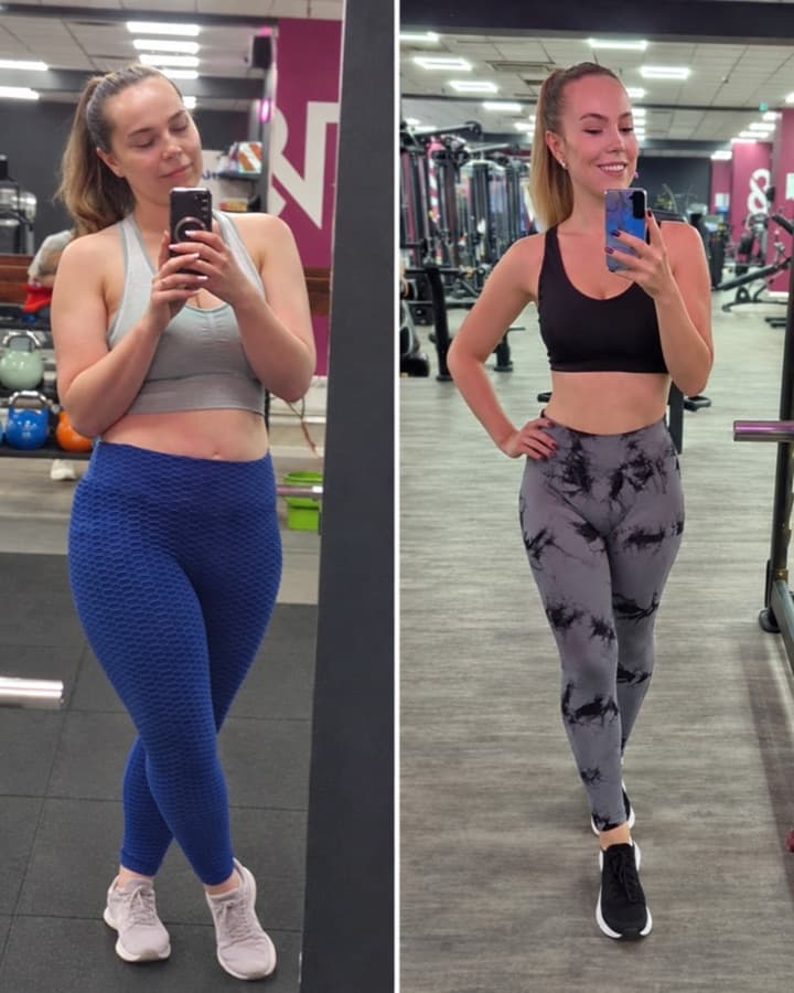 Mariana before and after losing 23 kg