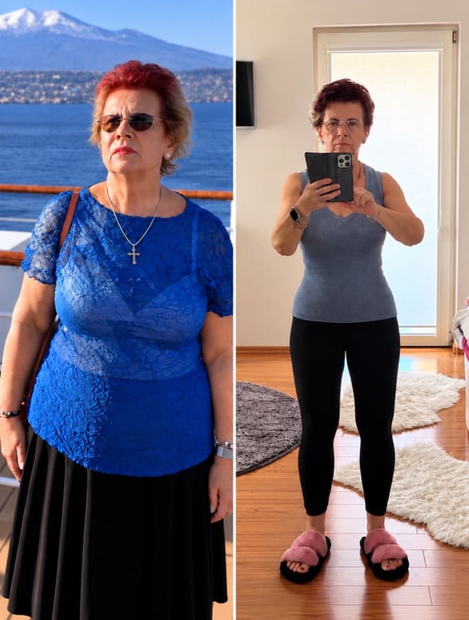 Vali before and after losing 18 kg